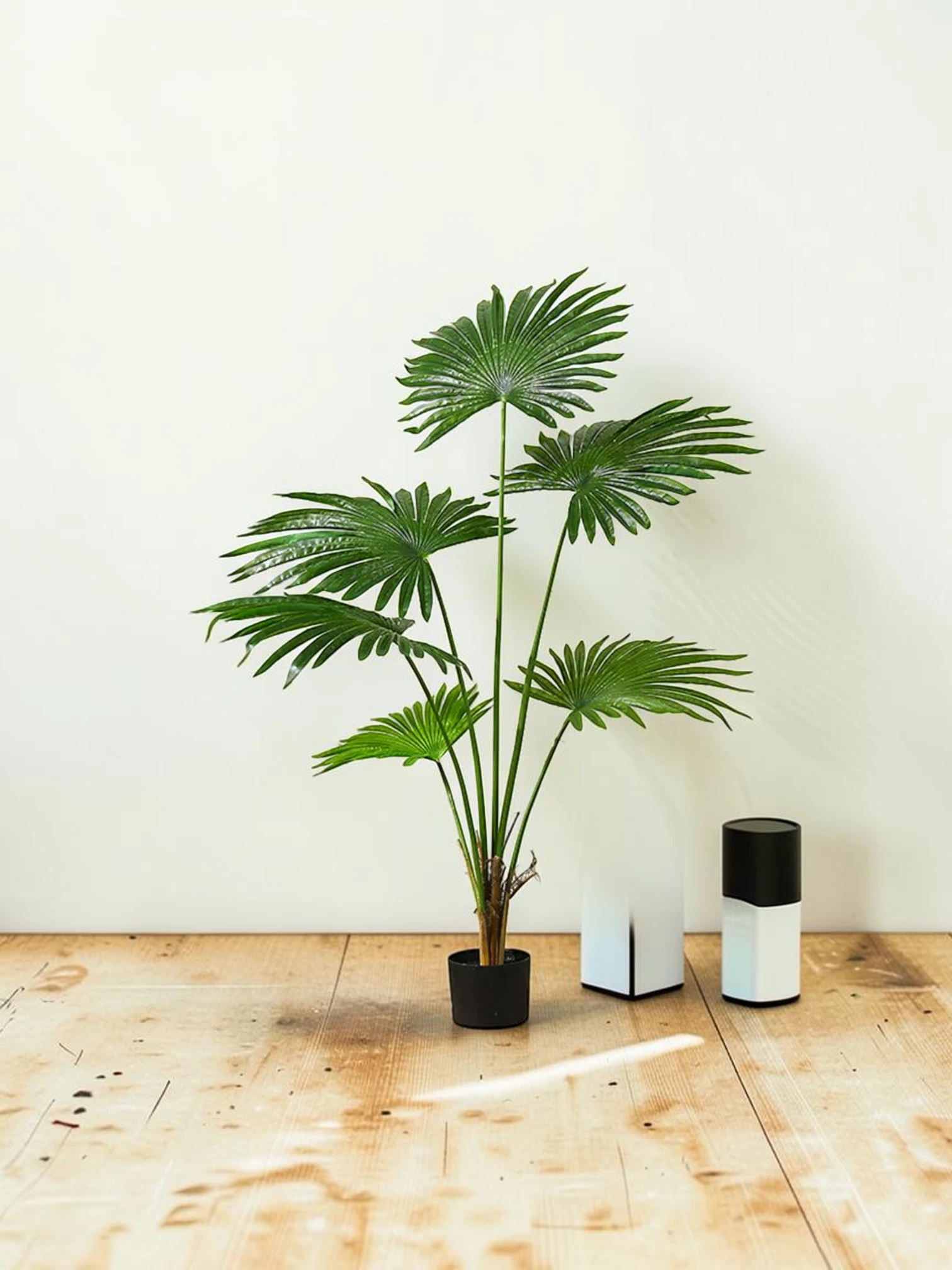 zorventhynis Artificial Fan Palm Tree Indoor Floor Plant 120cm Polyethylene Green