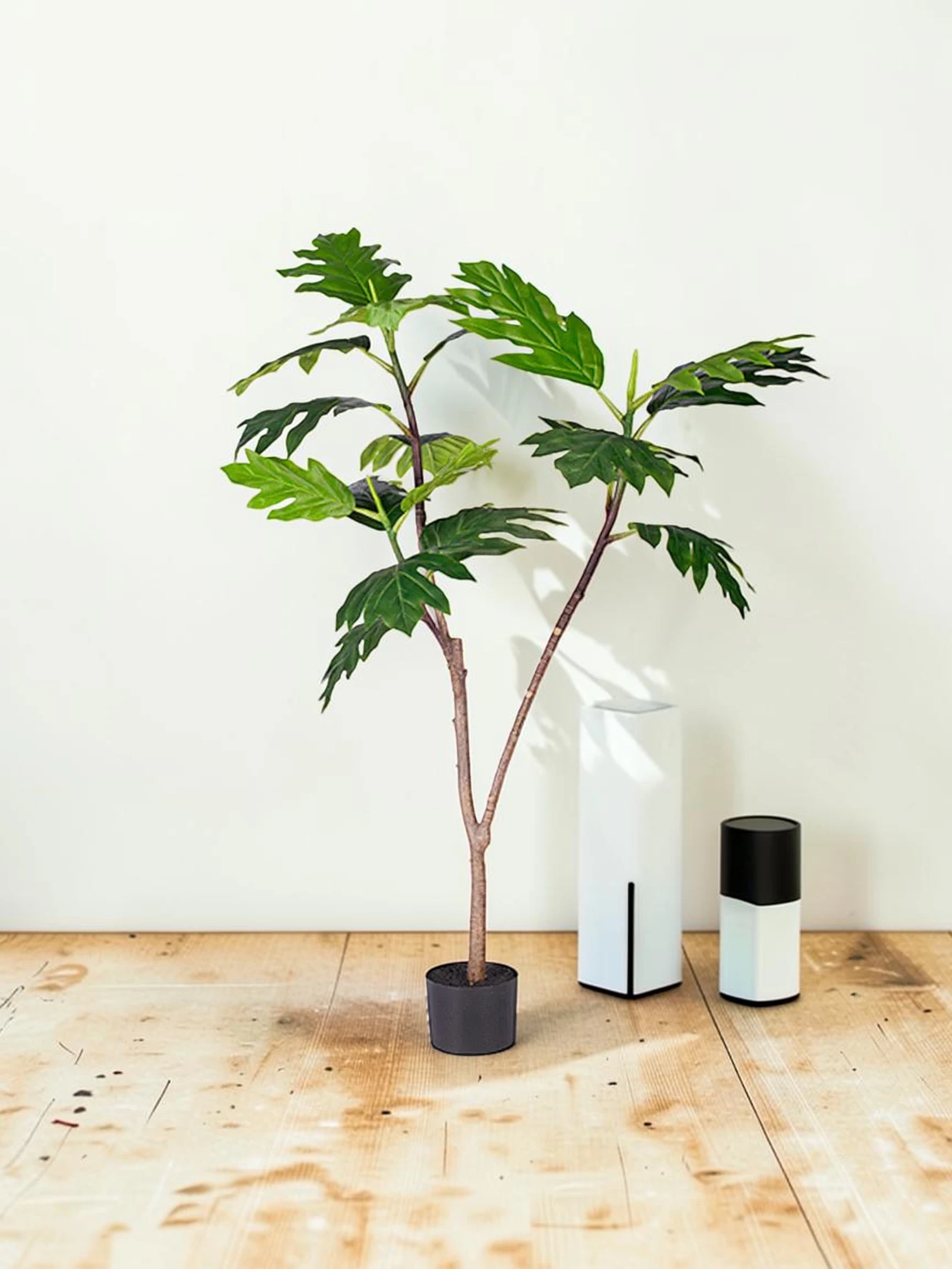 zorventhynis Artificial Split-Leaf Philodendron Tree, Polyethylene Tropical Plant, 120cm Indoor Decor