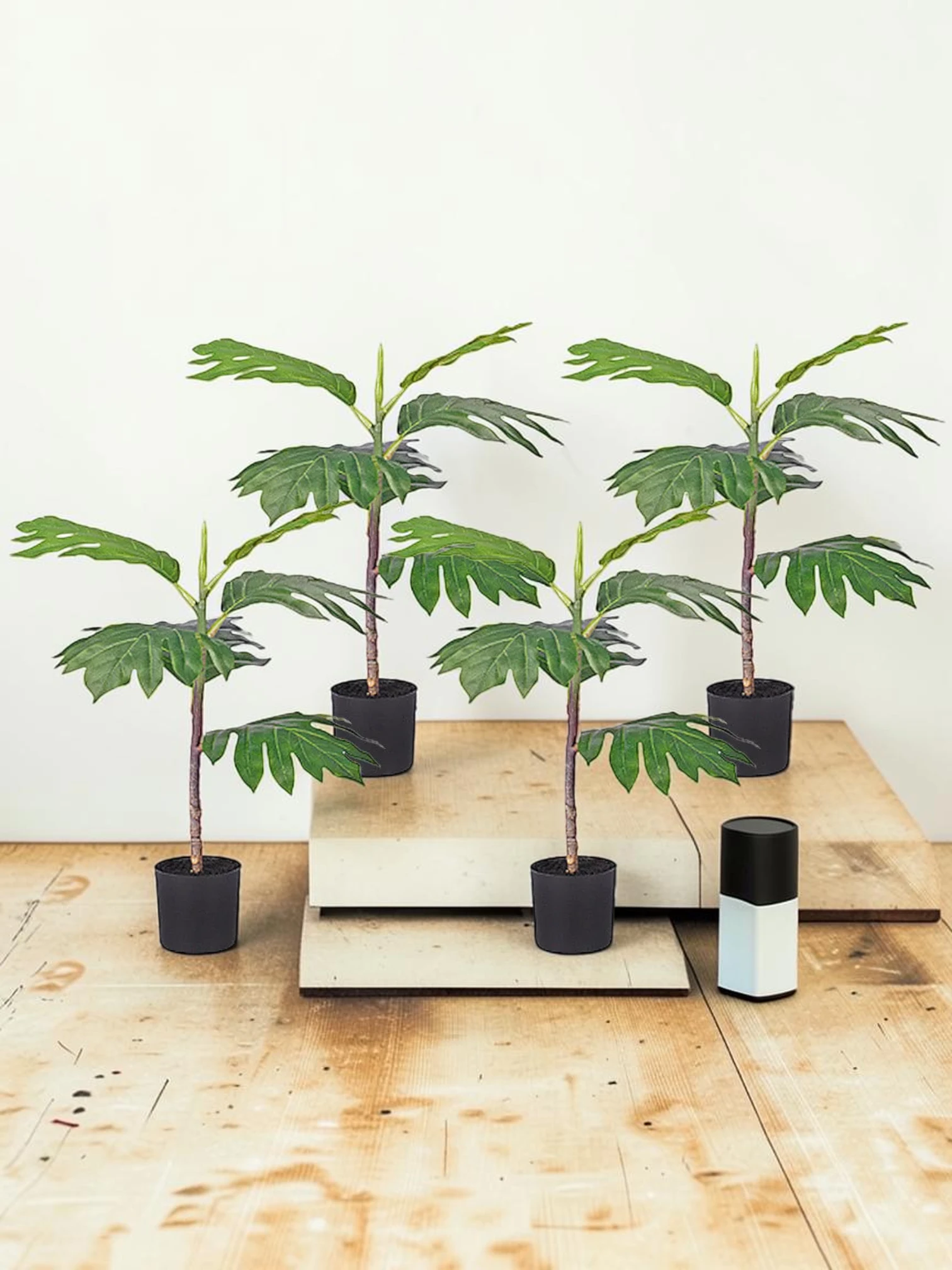 zorventhynis Artificial Split-Leaf Philodendron Tree 60cm Set of 4 Polyethylene Indoor Greenery