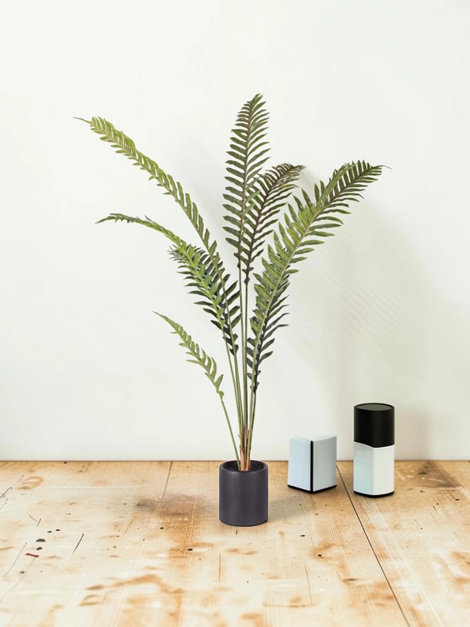 zorventhynis Artificial Rogue Hares Foot Fern Tree, Polyethylene Tropical Plant, 210cm