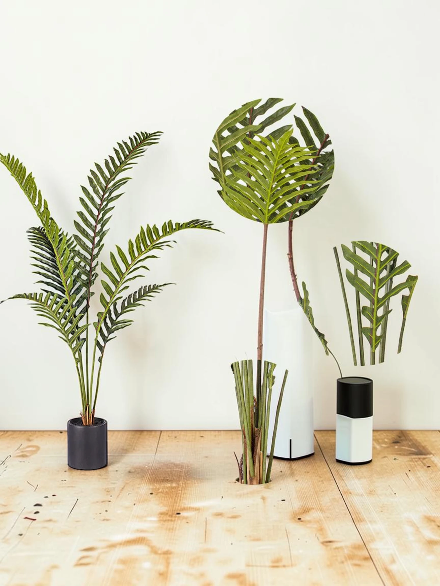zorventhynis Artificial Rogue Hares Foot Fern Tree, Polyethylene Tropical Floor Plant, 150cm Tall