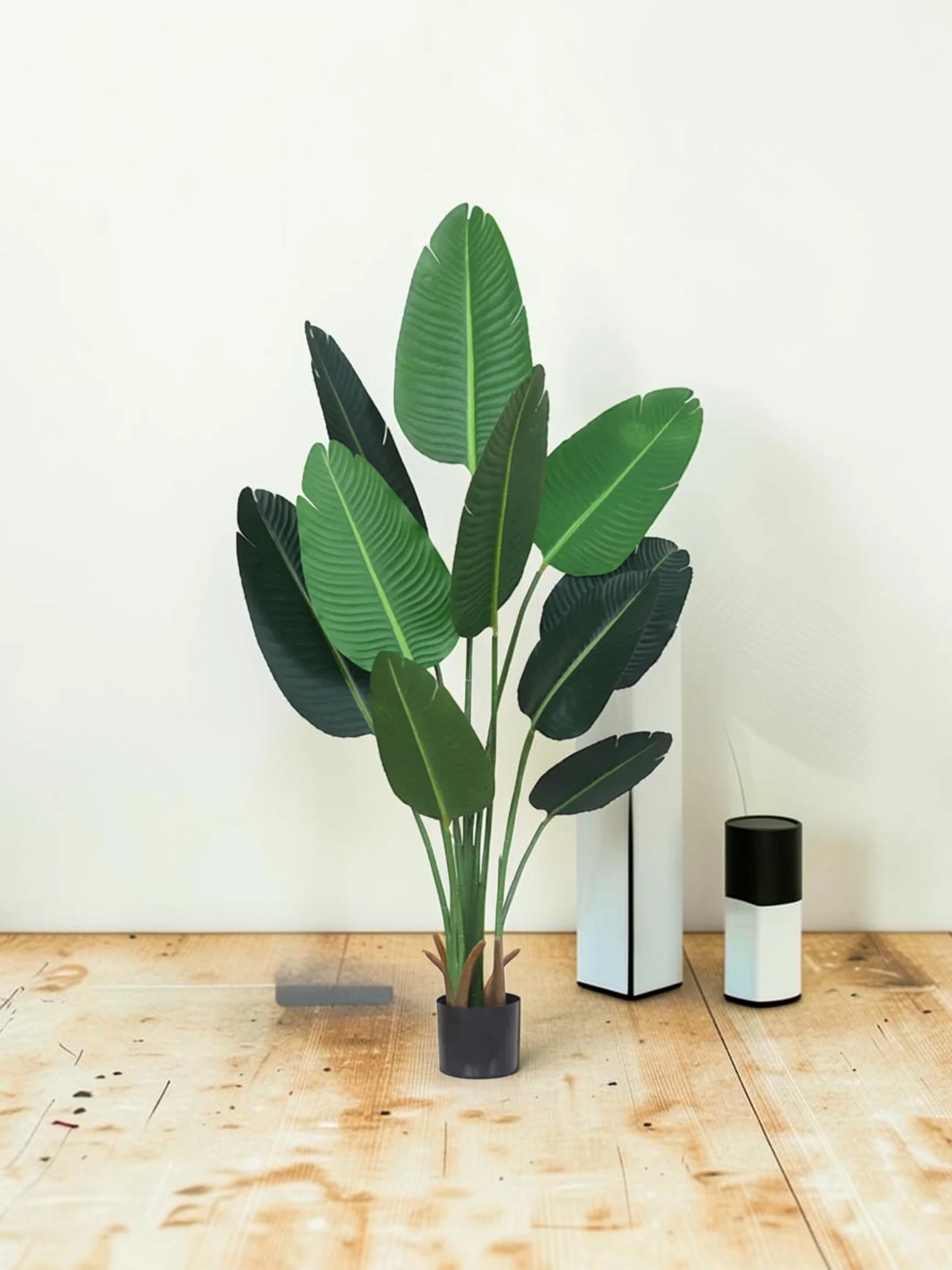 zorventhynis Artificial Bird of Paradise Plant, 180cm Tall Fake Tropical Palm Tree with Woven Seagrass Basket and 10-inch Pot